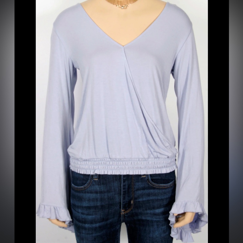 American Eagle Outfitters Light Purple V-Neck Blouse